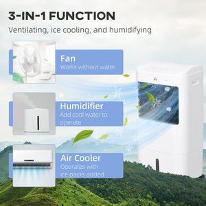 Ventilateur tour avec pack de glace, télécommande, 3 modes, 3 vitesses, minuterie 7,5 h, blanc