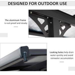 Pergola 10' x 10' avec toit rigide en polycarbonate, hauteur réglable, cadre en aluminium, protection UV, gris