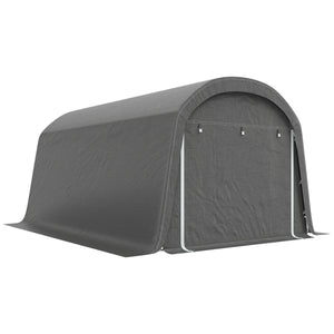 Portable garden shed with roll-up zip door, dark grey