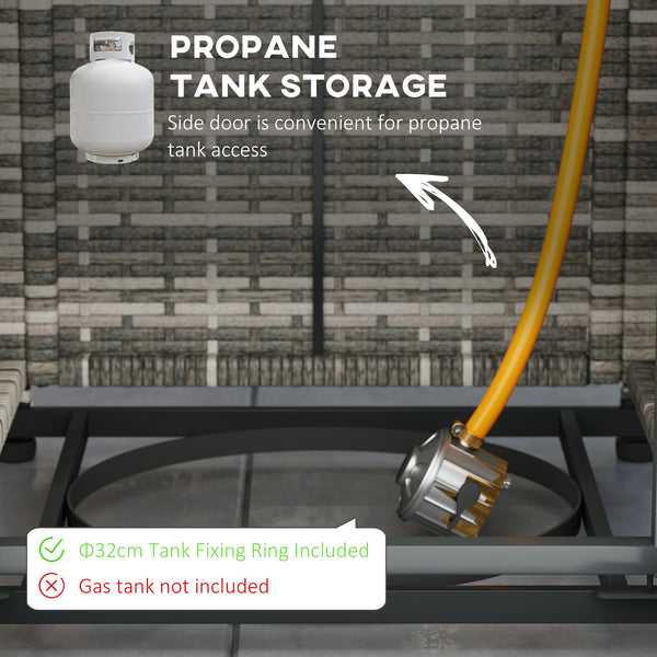 Table de foyer au propane de 71 cm (28 po) au gaz en rotin de 40 000 BTU avec housse de pluie, couvercle en maille, pierre de lave, gris mélangé