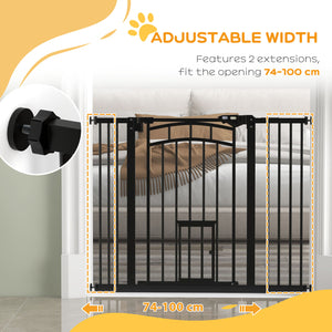 Barrière pour animaux à fermeture automatique avec chatière, noire