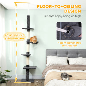 2.6 m (8.5 ft) 5-level cat tree with scratching post, dark grey