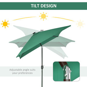 9.7-foot rectangular patio umbrella with crank handle and LED lighting 
