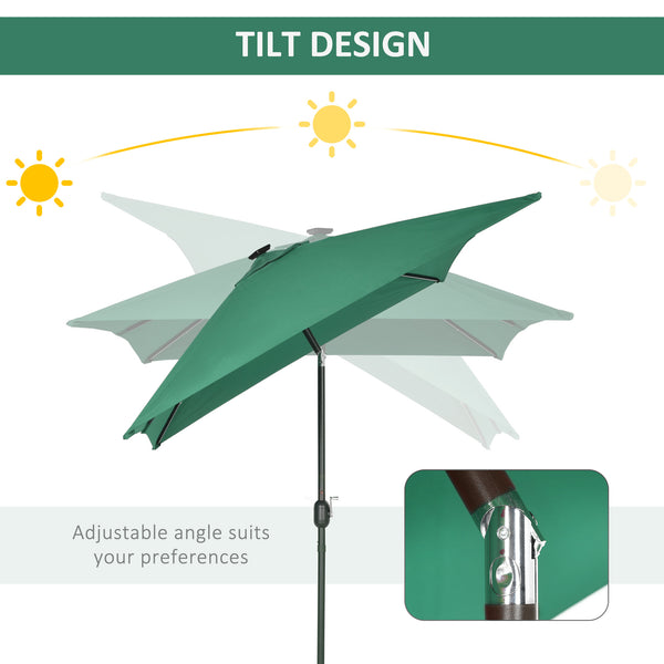 9.7-foot rectangular patio umbrella with crank handle and LED lighting 