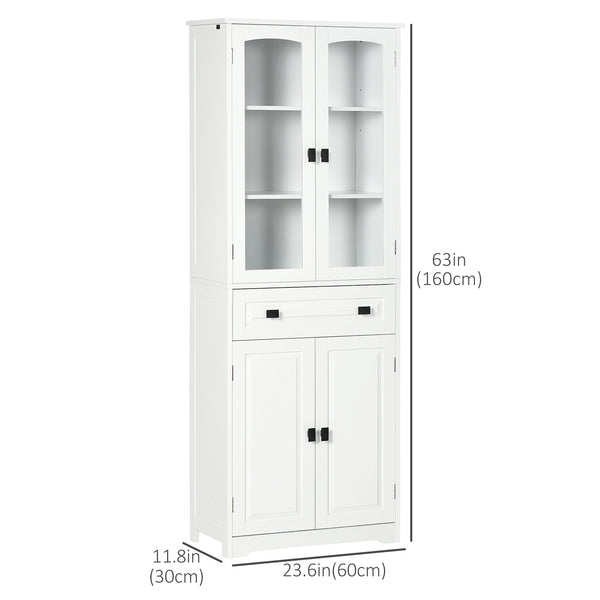 Armoire de cuisine avec étagères réglables, blanc