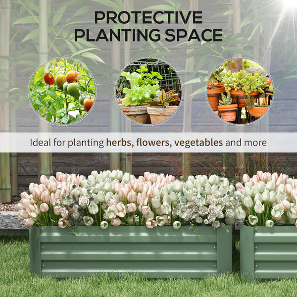 Ensemble de 2 jardinières surélevées en acier, vertes