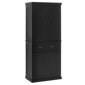 Armoire de cuisine haute avec tiroir et étagères réglables, noir