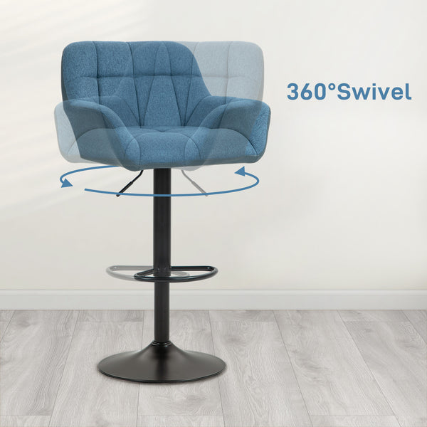 Set of 2 swivel bar stools with footrests