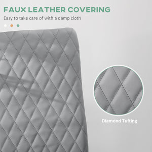 Set of 4 kitchen chairs with faux leather upholstery and steel legs, grey