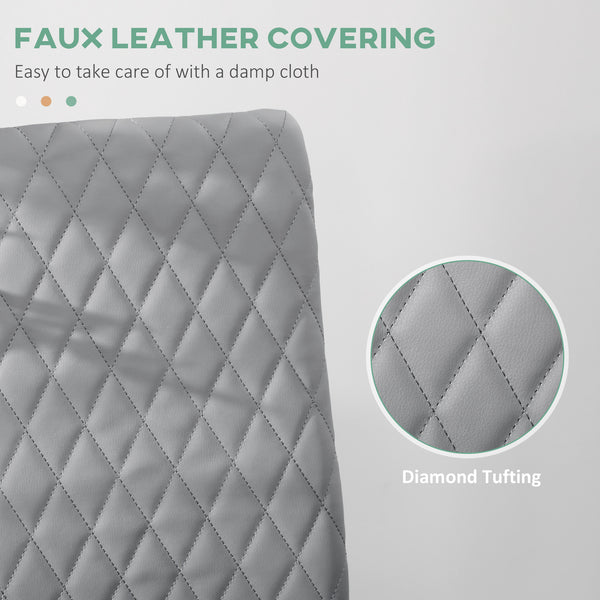 Set of 4 kitchen chairs with faux leather upholstery and steel legs, grey