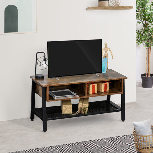 Meuble TV style industriel marron rustique adapté pour écran plat jusqu’à 45 pouces