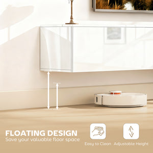 Floating TV Stand for TVs up to 75 Inch, 70.9" TV Cabinet, Entertainment Center with 2 Flip Doors, High Gloss White