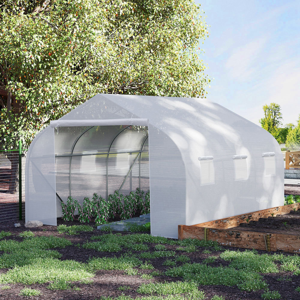 Portable garden tunnel greenhouse - White