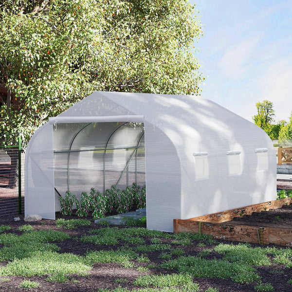 Portable garden tunnel greenhouse - White