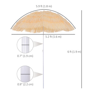 Parasol de plage de 6 pieds, couleur blé