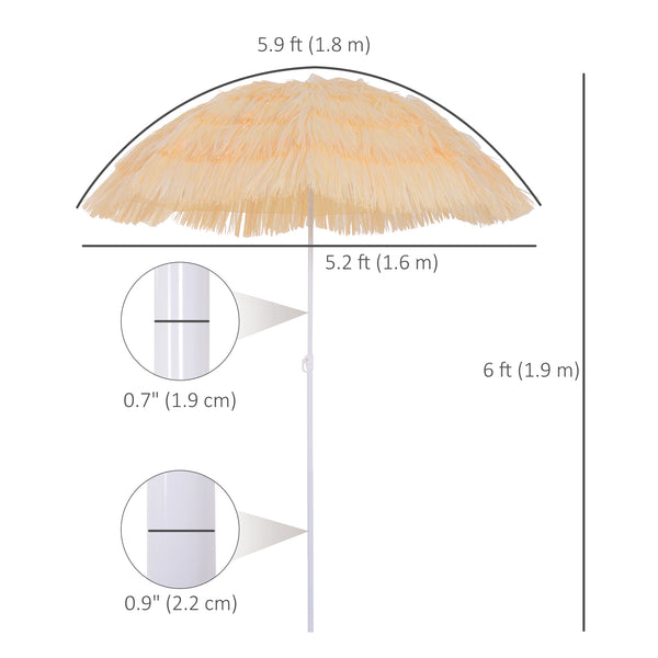 Parasol de plage de 6 pieds, couleur blé