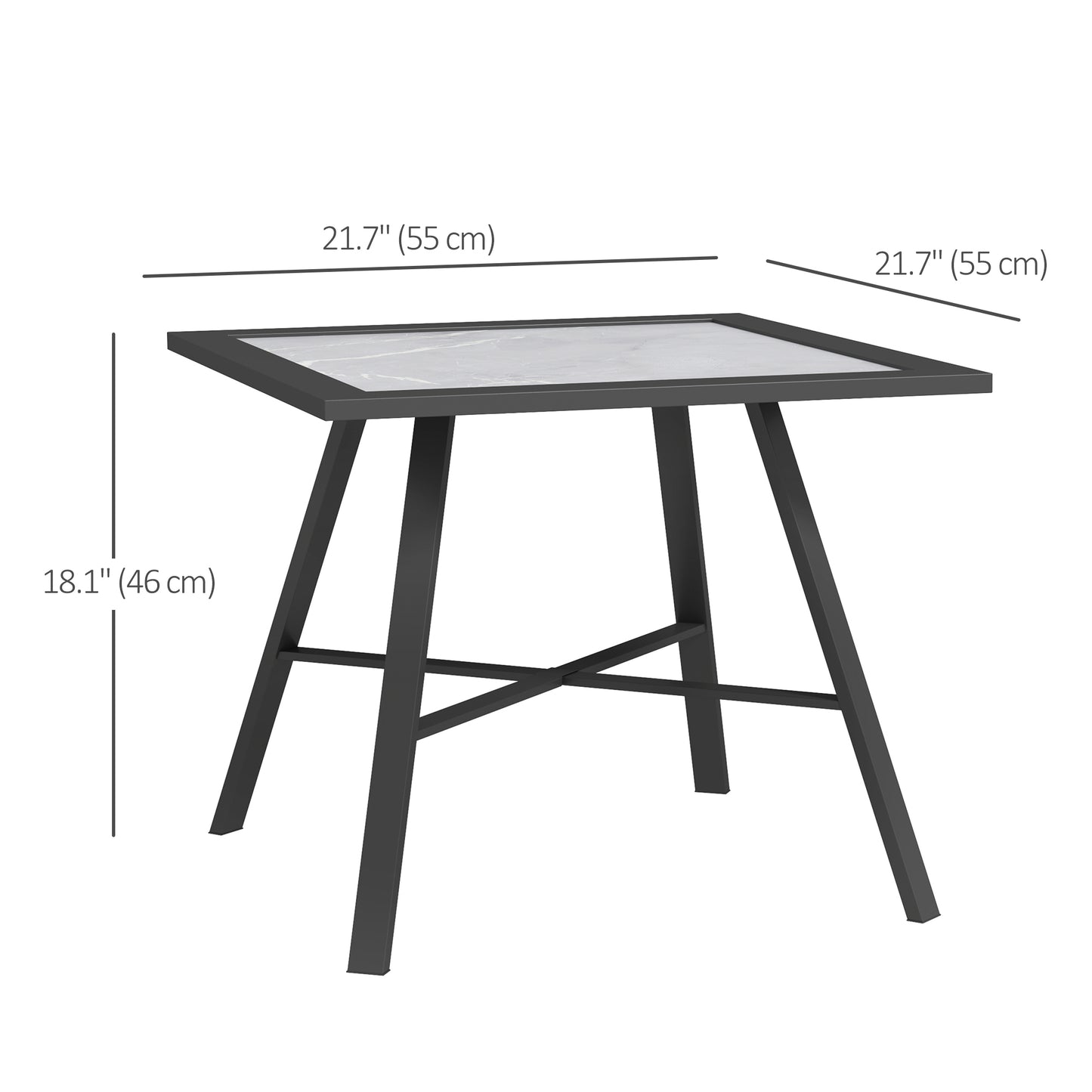 Small Patio Side Table with SPC Top for Garden, Patio, Lawn, Grey