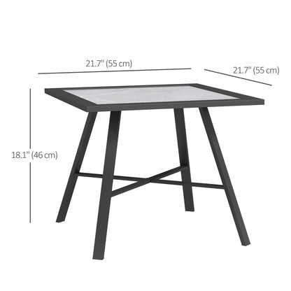 Small Patio Side Table with SPC Top for Garden, Patio, Lawn, Grey