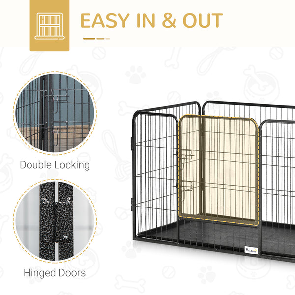4-Panel Pet Playpen with Double-Latch Door, Grey