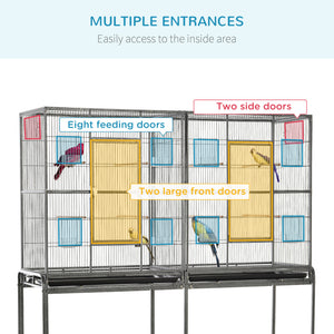Cage à oiseaux extra large 64 po en métal avec support à roulettes