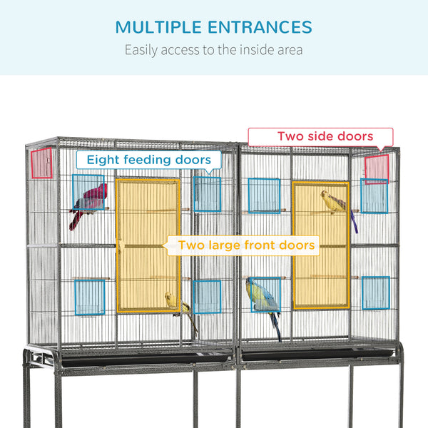 Cage à oiseaux extra large 64 po en métal avec support à roulettes