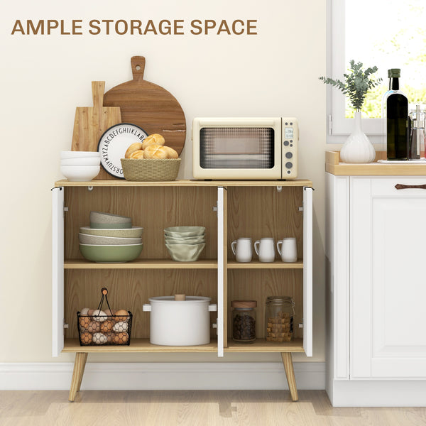 Buffet moderne avec étagères réglables et 3 portes, naturel