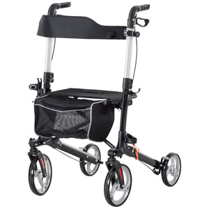 Déambulateur pliable léger avec grand siège et poignée réglable noir