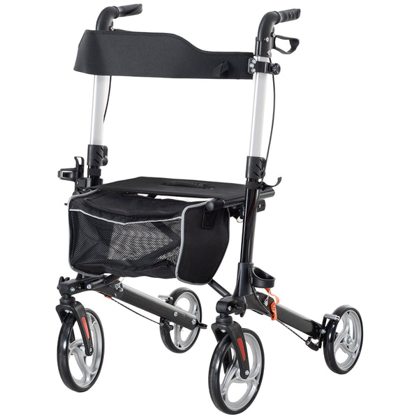Déambulateur pliable léger avec grand siège et poignée réglable noir