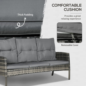 Ensemble de meubles 6 pièces avec chaises, poufs, canapé, table en verre et coussins, ensemble de meubles, gris