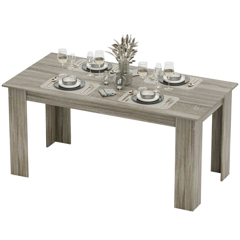 Table de cuisine pour 4 à 6 personnes effet bois, grise