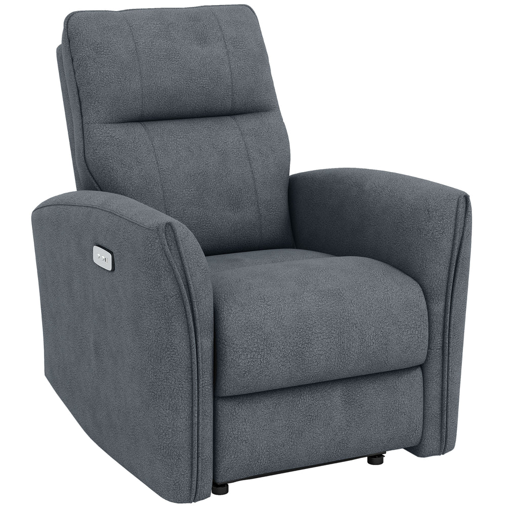 Fauteuil inclinable électrique, revêtement en tissu, ports USB, repose-pieds, gris anthracite