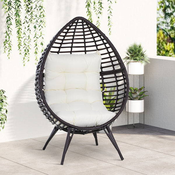 Fauteuil suspendu en rotin avec coussin trapézoïdal