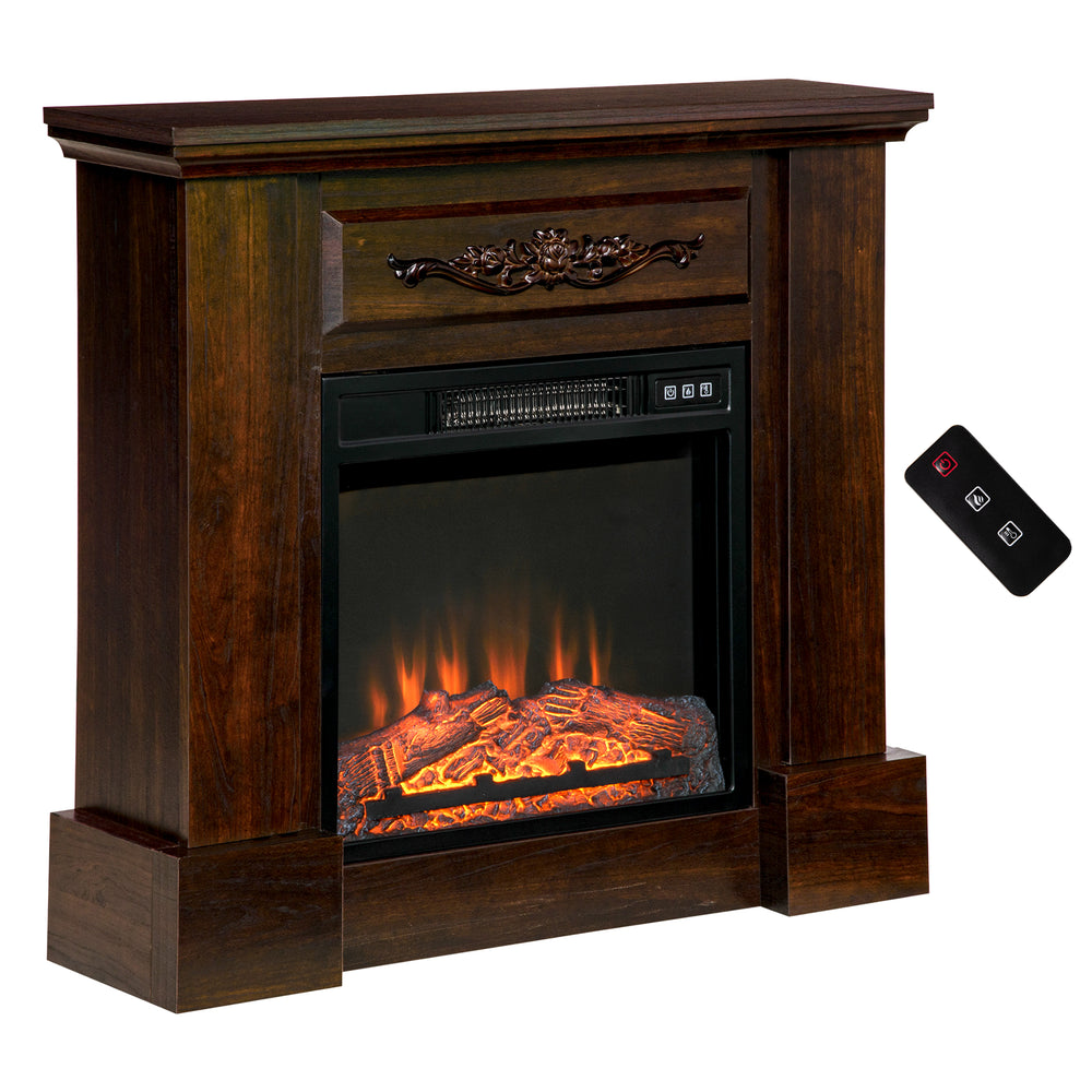 Cheminée électrique avec manteau marron de 1400 W