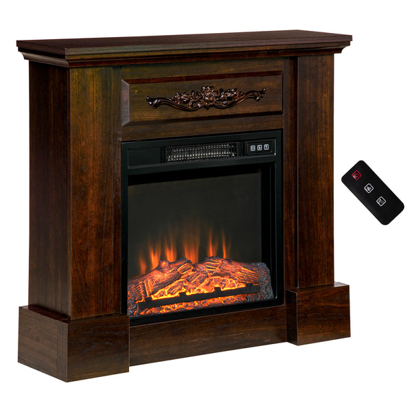 Cheminée électrique avec manteau marron de 1400 W