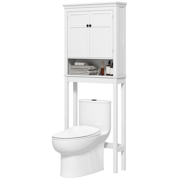 Meuble de rangement à 3 niveaux pour salle de bain avec étagère réglable, blanc