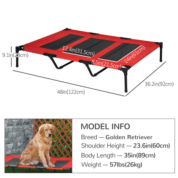 Lit surélevé pour chien, rouge