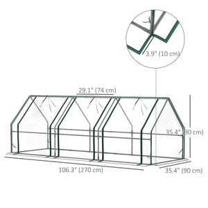 Mini portable greenhouse with roll-up zippered doors, transparent