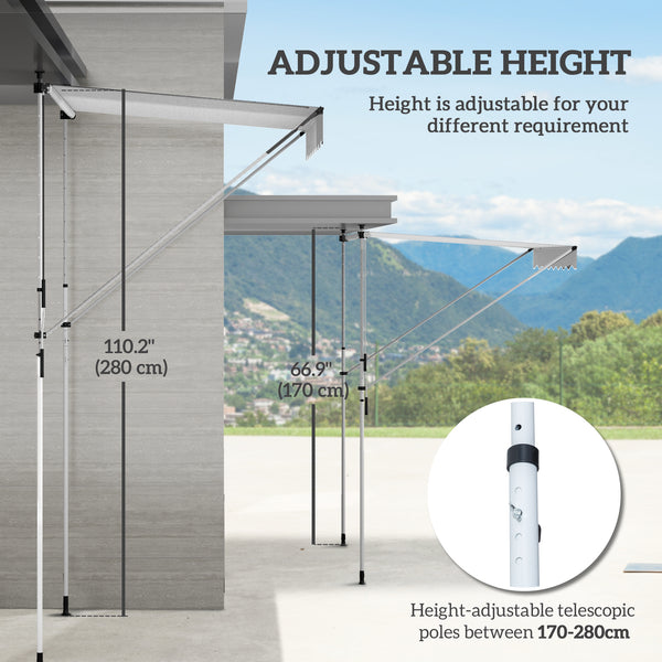 6.6'x5' Manual Retractable Patio Awning Window Door Sun Shade Deck Canopy Shelter Water Resistant UV Protector White