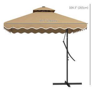 Parasol carré déporté à double toit avec éclairage solaire LED