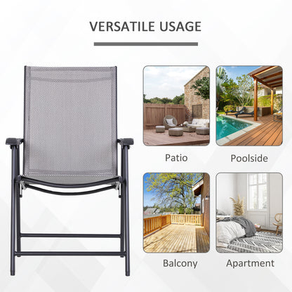 Ensemble de 2 chaises pliantes pour la terrasse, confortable avec accoudoirs, noir