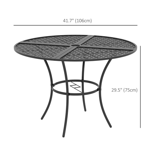 Table de salle à manger ronde d'extérieur avec trou pour parasol