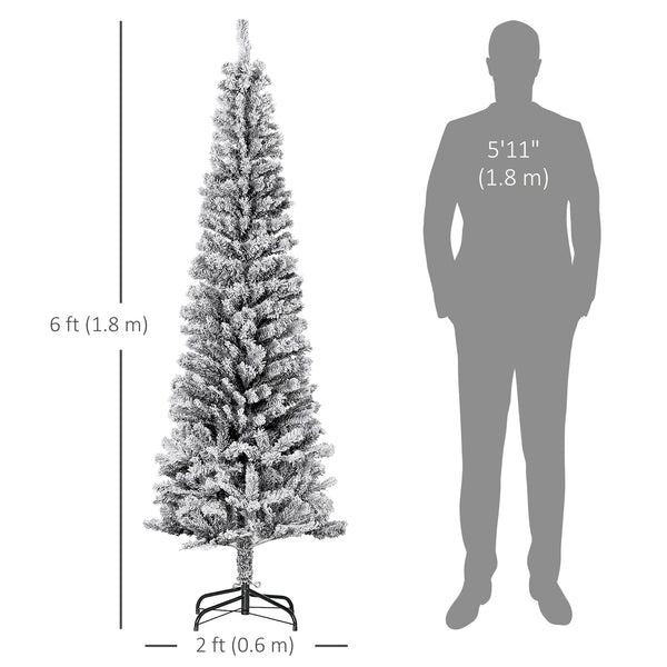 Sapin de Noël givré de 6 pieds en forme de crayon