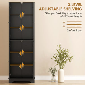 Storage cabinet with adjustable shelves and 4 doors, black.