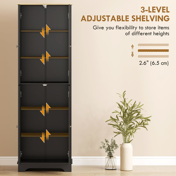 Storage cabinet with adjustable shelves and 4 doors, black.