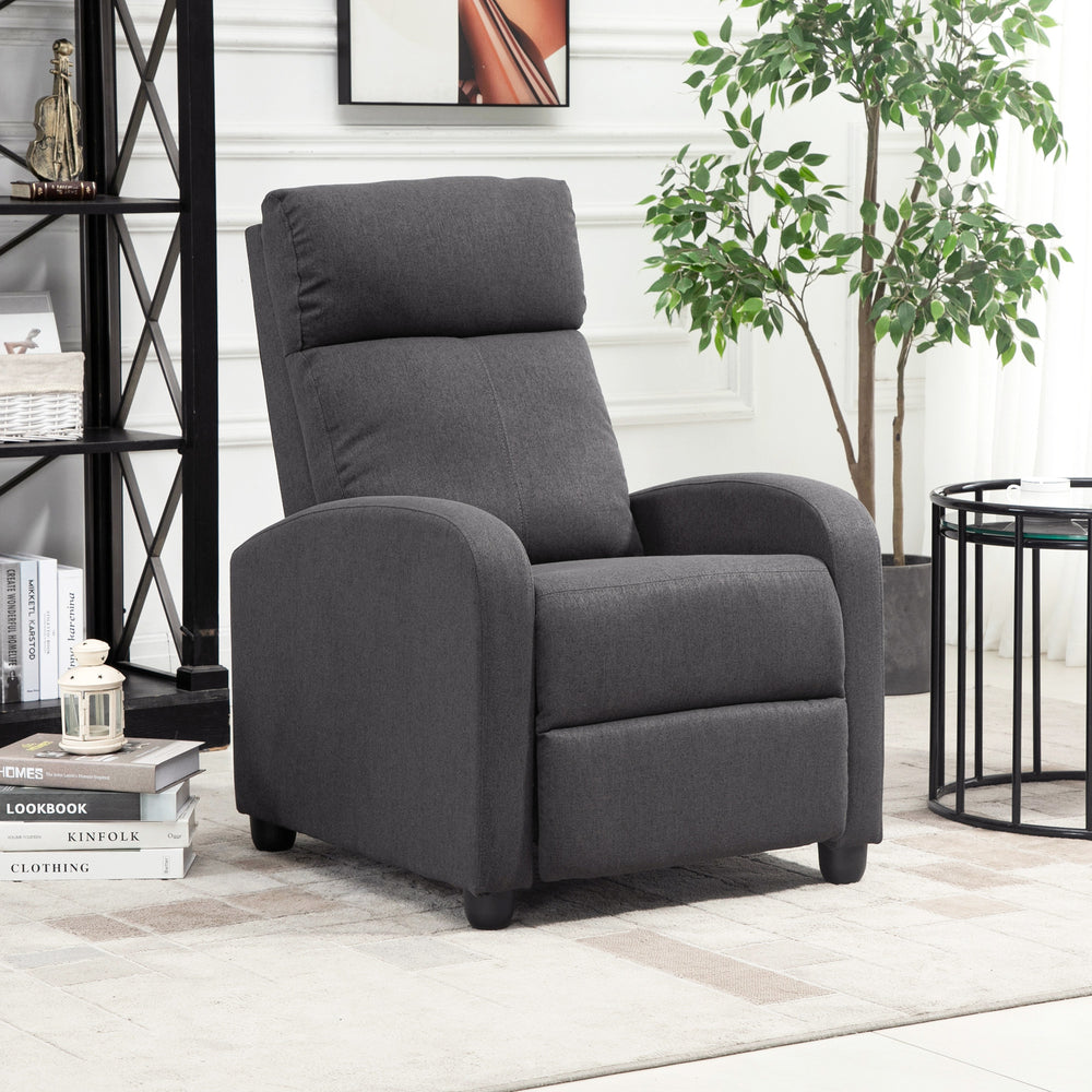 Fauteuil inclinable manuel en tissu respirant pour cinéma maison avec assise rembourrée, gris foncé