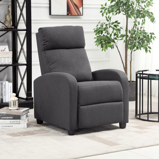 Fauteuil inclinable manuel en tissu respirant pour cinéma maison avec assise rembourrée, gris foncé