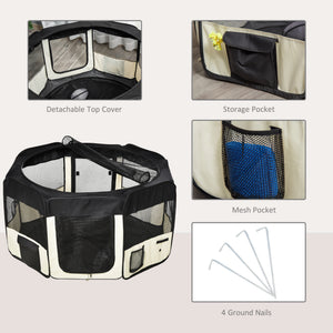 Foldable soft playpen with carry bag