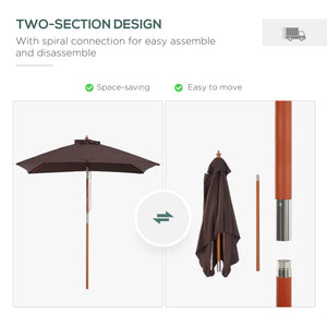 6.6-foot square parasol with tilt mechanism, coffee color 