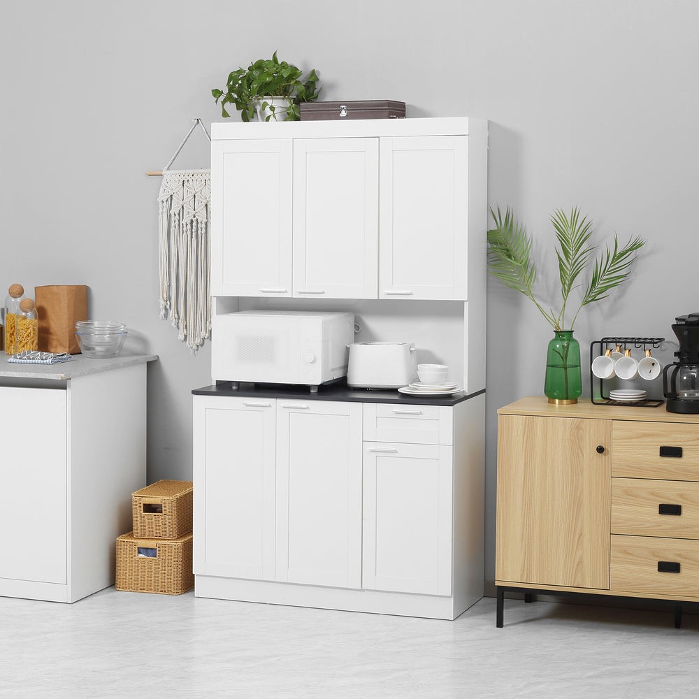 Buffet de 71" avec étagères réglables, blanc brillant