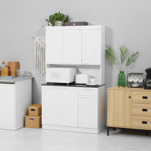 Buffet de 71" avec étagères réglables, blanc brillant